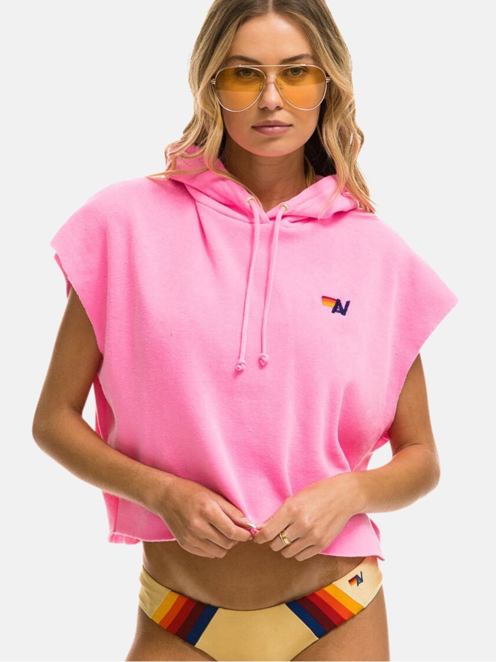 Aviator Nation Sleeveless Crop Hoodie
